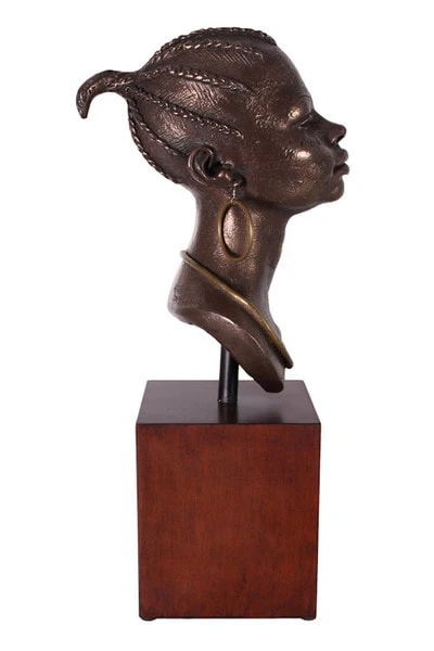 African Queen Bust on Stand Sculpture - Image 3