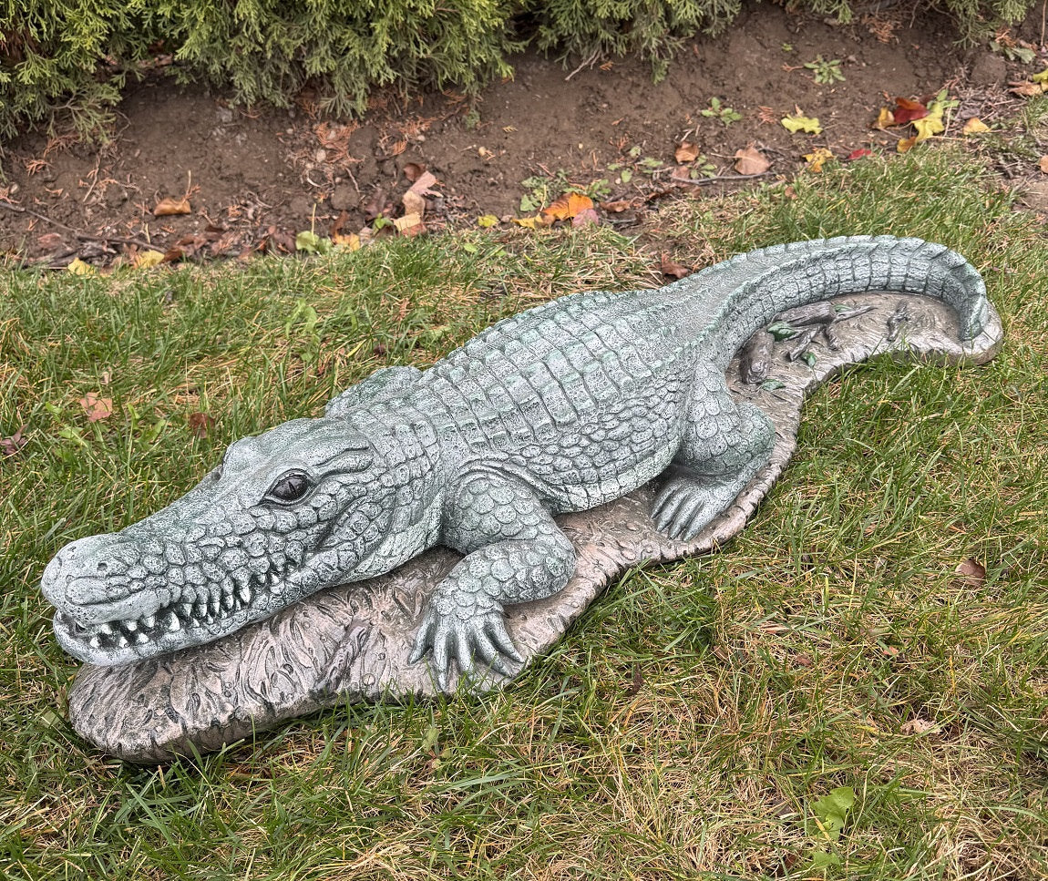 Alligator Water Feature Piped Sculpture 39" Long - Image 3