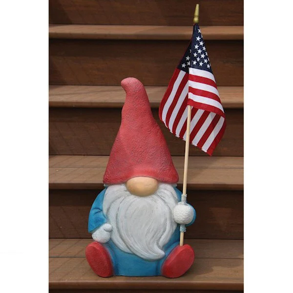 American Flag Garden Gnome 21" Statue