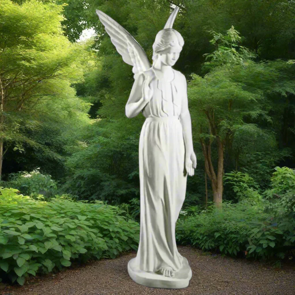 Italian Marble Memorial Angel Life-Size Sculpture - Image 2