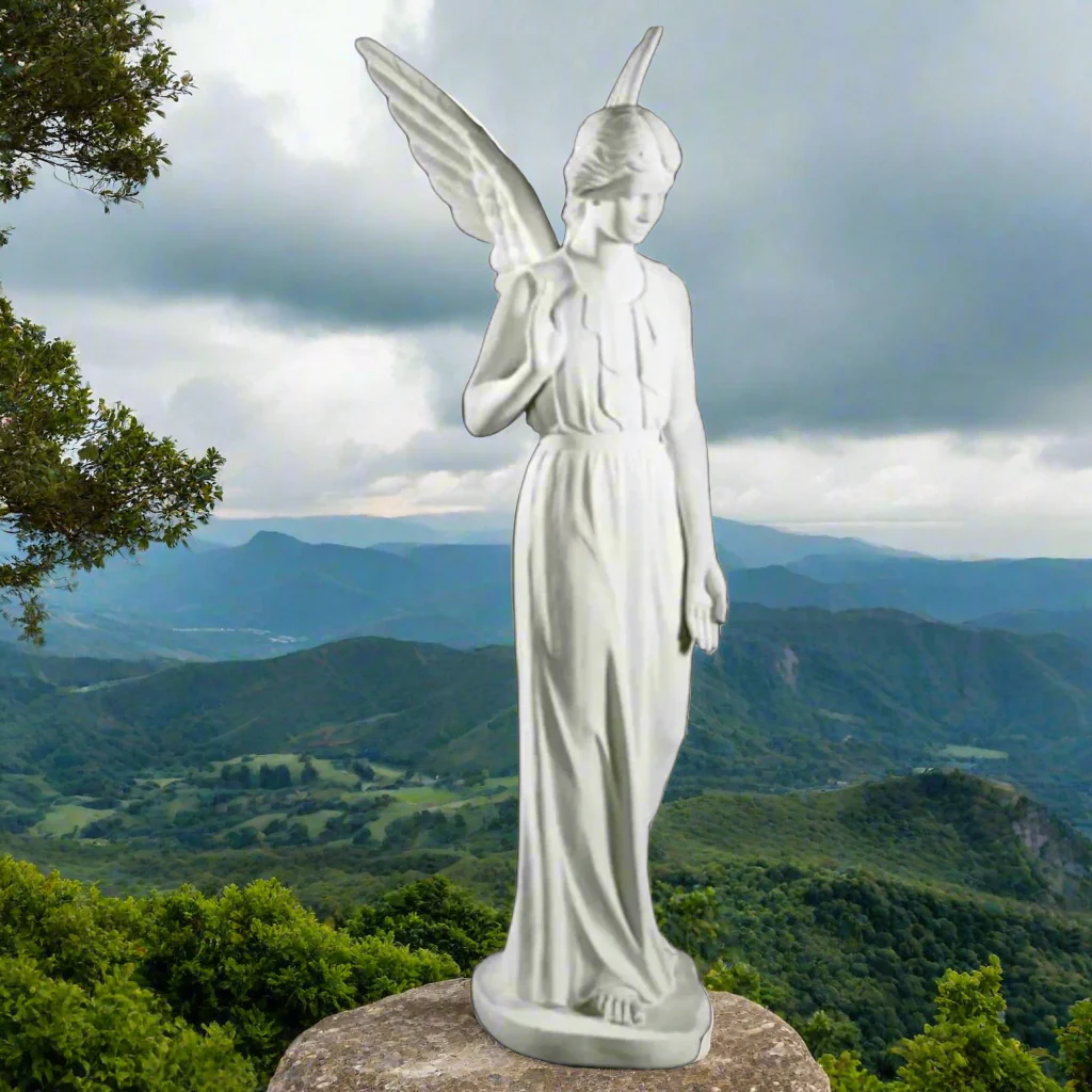 Italian Marble Memorial Angel Life-Size Sculpture - Image 8