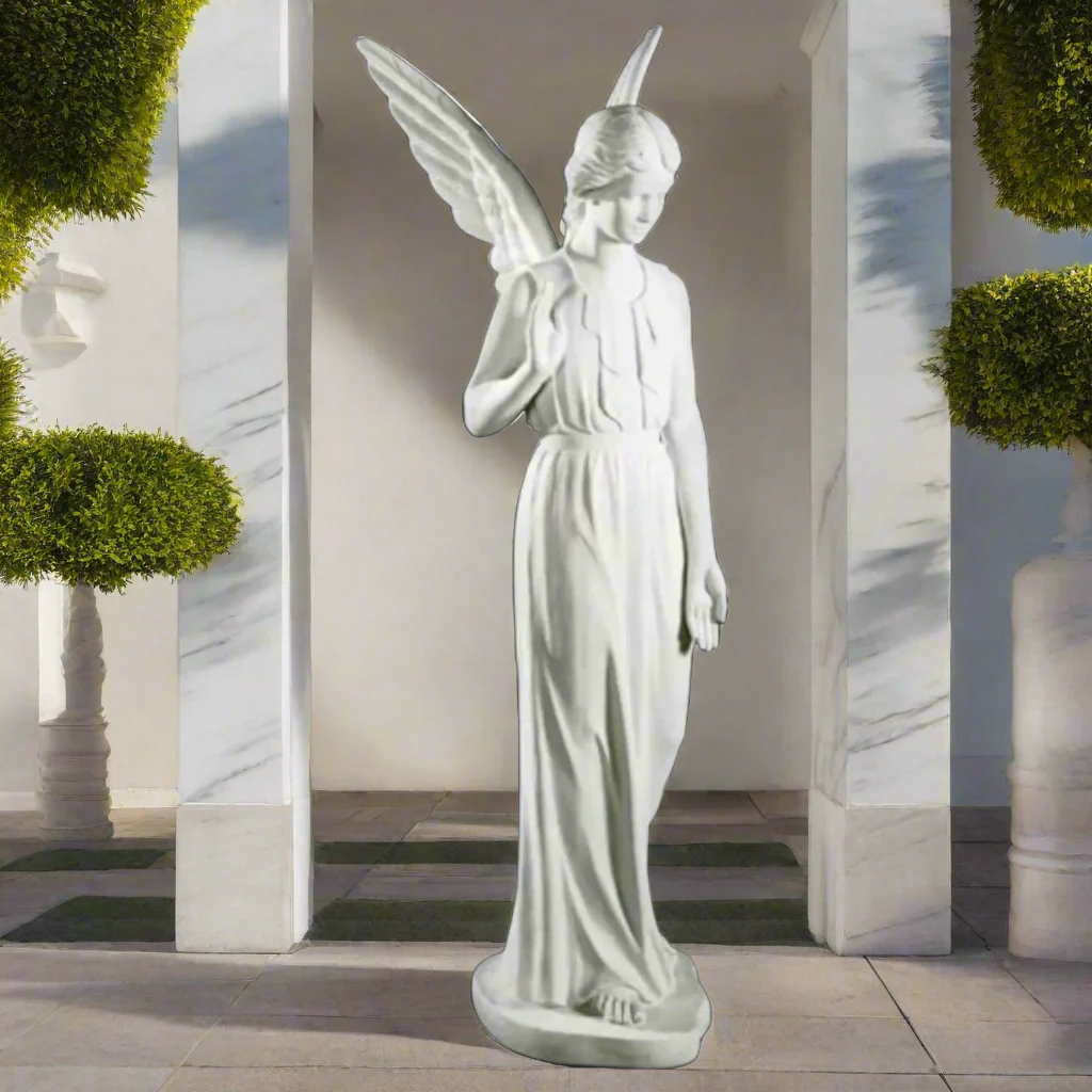 Italian Marble Memorial Angel Life-Size Sculpture - Image 9