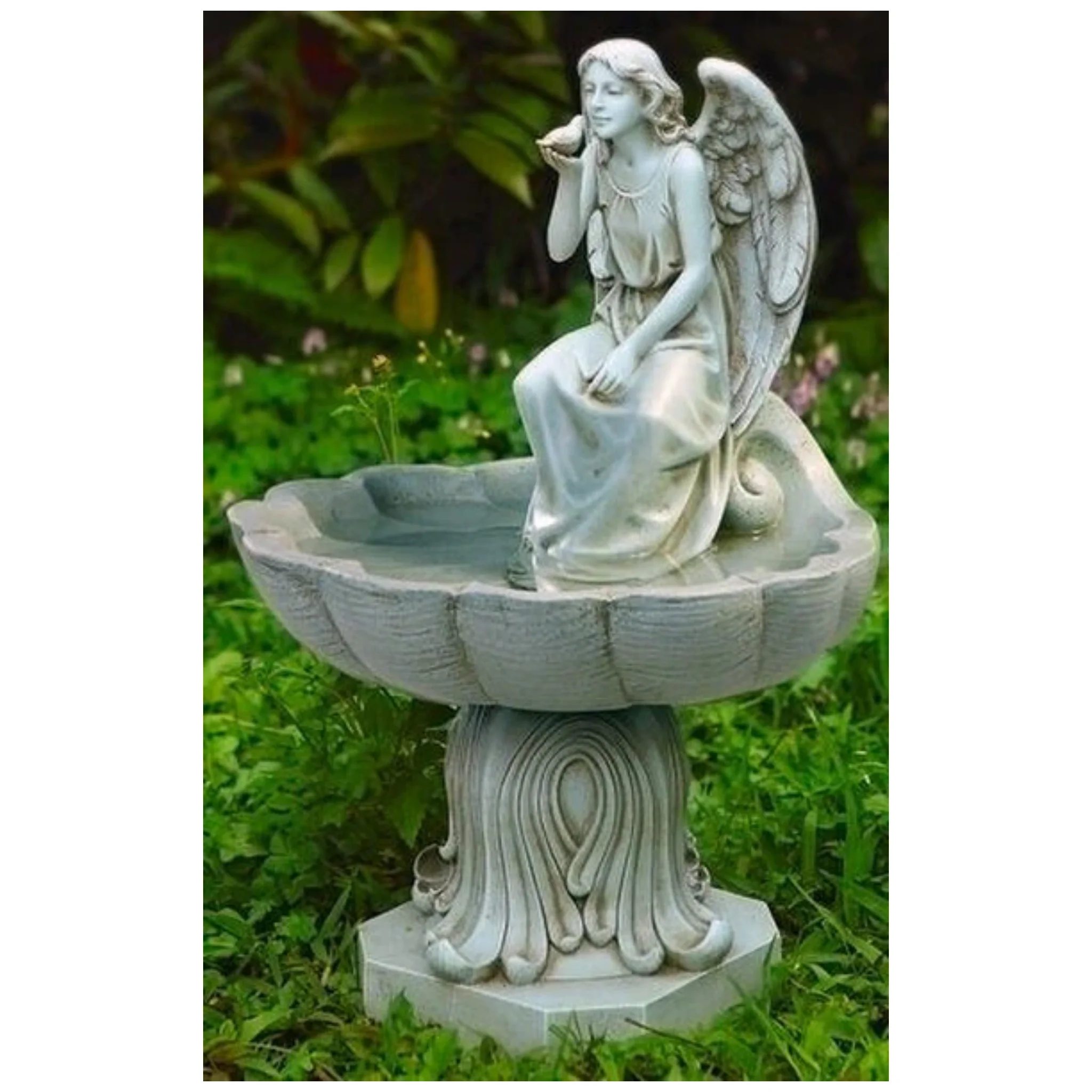 Angel Birdbath Sculpture 19.25" Tall - Image 2