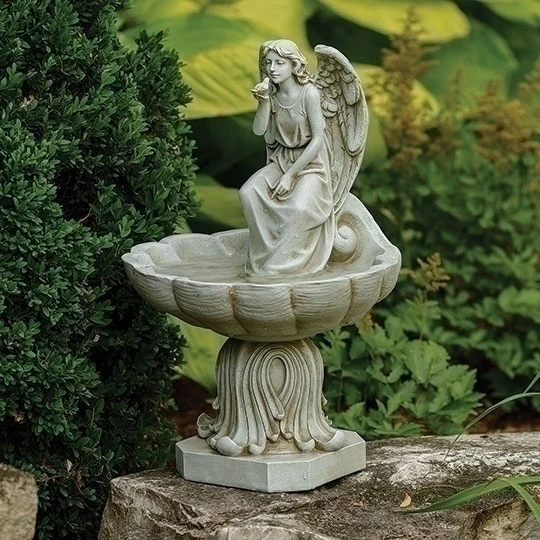 Angel Birdbath Sculpture 19.25" Tall - Image 3