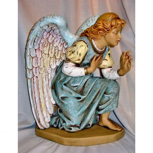 Angel Blue Kneeling Statue By Fontanini - Image 3