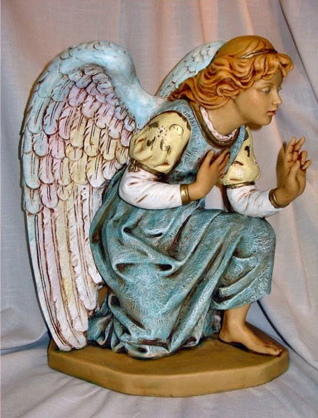 Angel Blue Kneeling Statue By Fontanini - Image 6