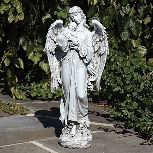 Angel Holding Baby Garden Sculpture 25.5"H
