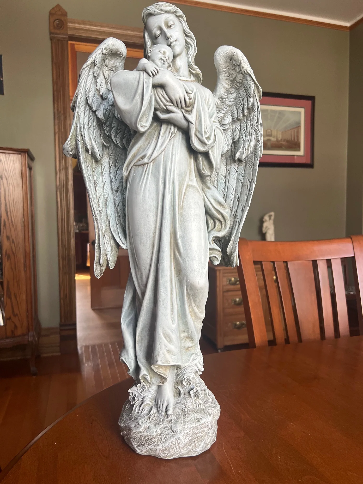 Angel Holding Baby Garden Sculpture 25.5"H - Image 3