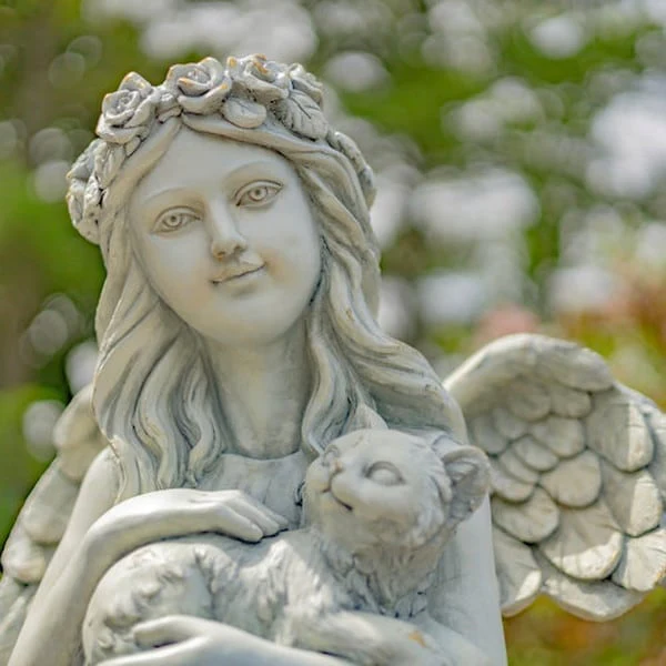Angel Holding Cat Garden Sculpture 39" High - Image 3