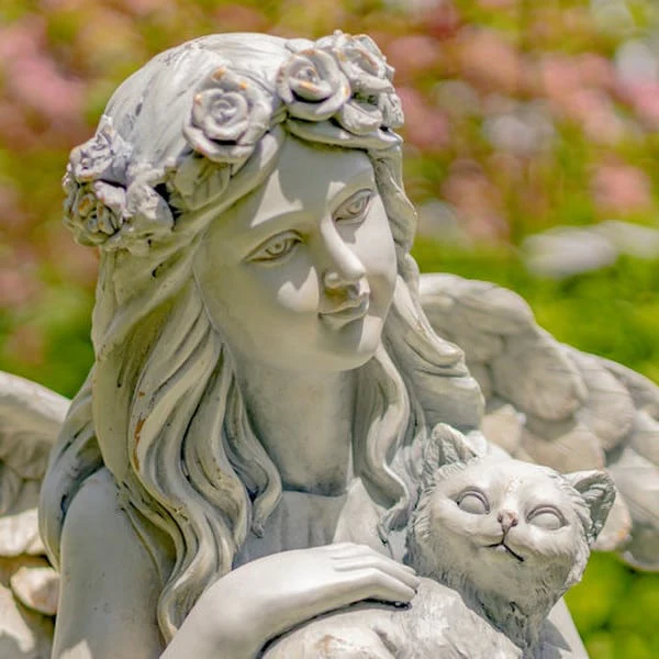 Angel Holding Cat Garden Sculpture 39" High - Image 4