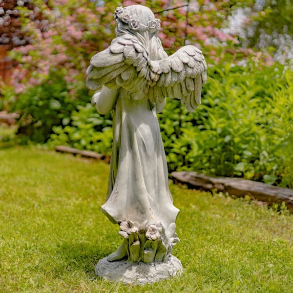 Angel Holding Cat Garden Sculpture 39" High - Image 6