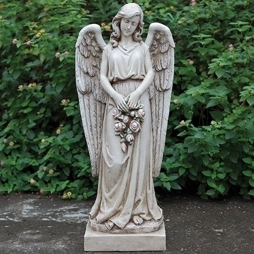Angel Holding Rose Wreath Sculpture 37" High - Image 2