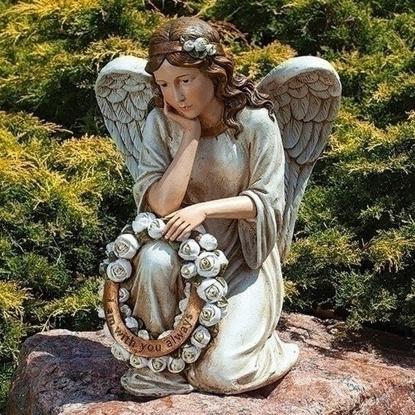 Angel Holding Wreath Memorial Statue
