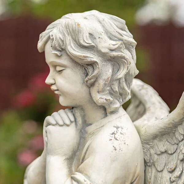 Angel Praying Statue 39" High Antique White - Image 3