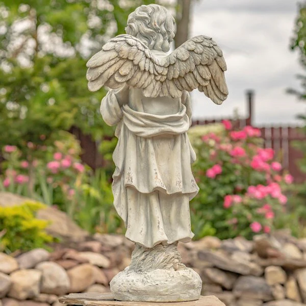 Angel Praying Statue 39" High Antique White - Image 5