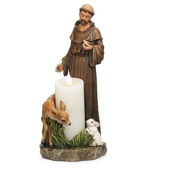 Saint Francis Figure Candle Holder Statue