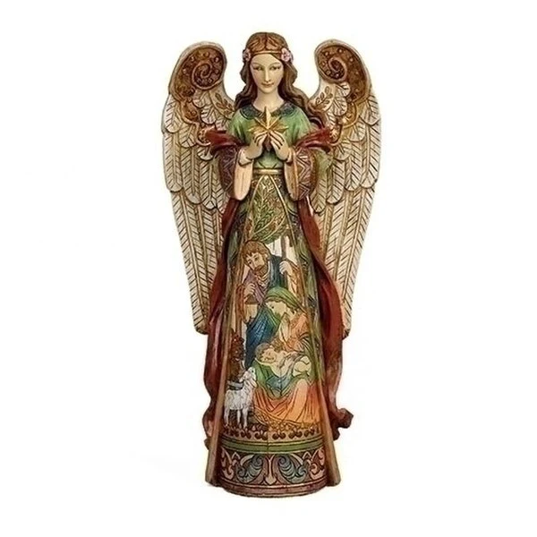 Angel Statue with Nativity Scene - Image 2