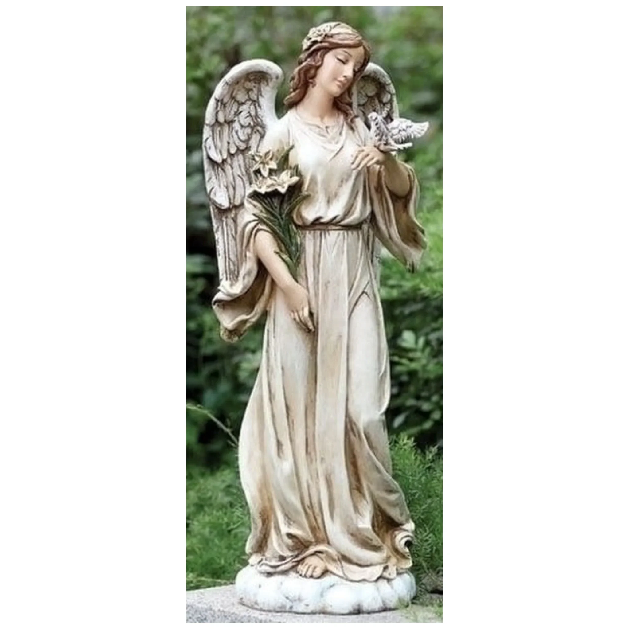 Angel with Dove Figure Garden Statue 24.5" H