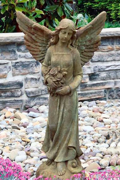 Angel with Roses Memorial Garden Statue