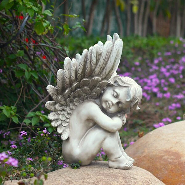 Angels Sleeping Garden Pair of Sculptures - Image 4