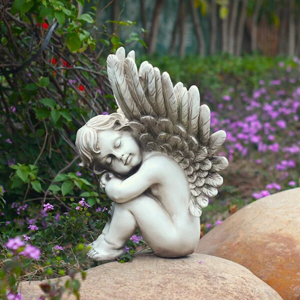 Angels Sleeping Garden Pair of Sculptures - Image 5