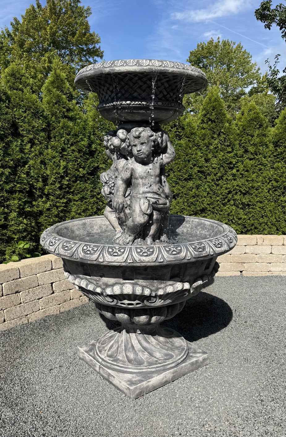 Antique Cherubs with Grapes Garden Fountain - Image 2