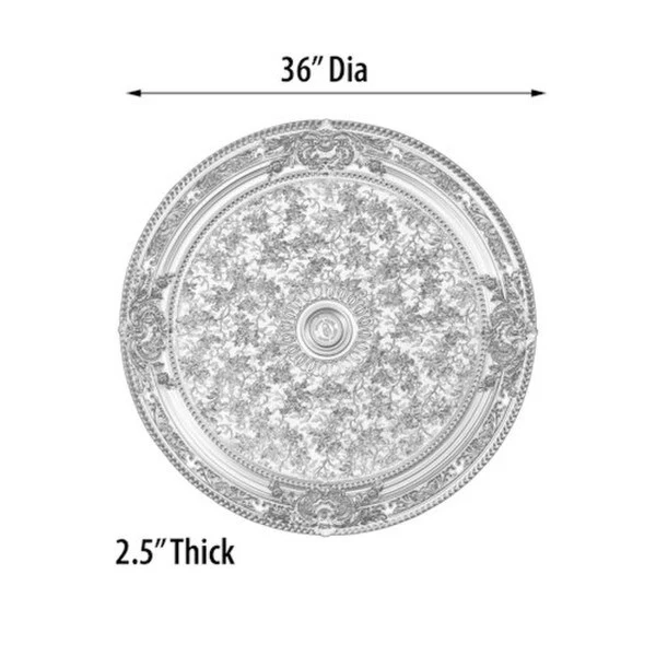 Antique Silver Round Ceiling Medallion 36" - Image 4