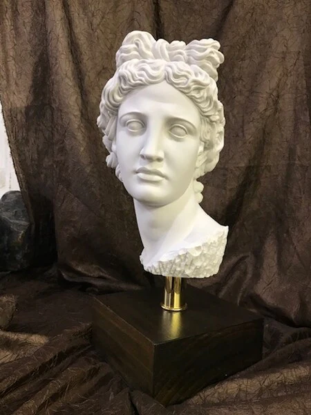 Head of Apollo Belvedere on Base Bust Statue - Image 3