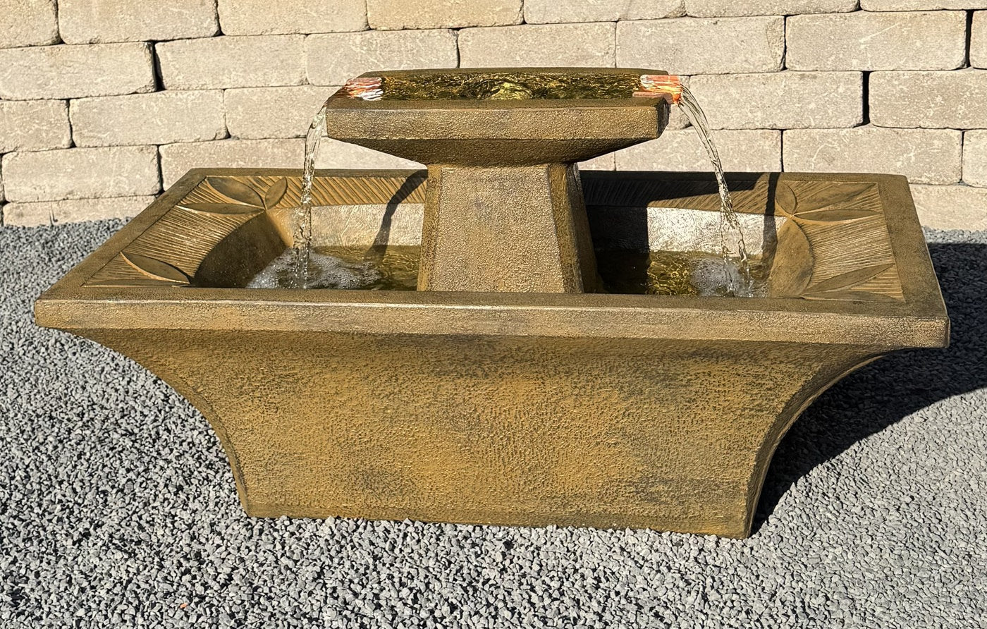 Art Deco Cement Fountain Rectangular & Light Kit - Image 5