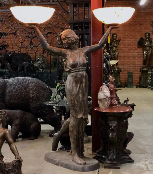 Art Deco Stella Torchiere Bronze Floor Lamp - Image 2