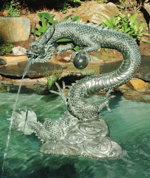 Asian Water Dragon Water Feature 37" H