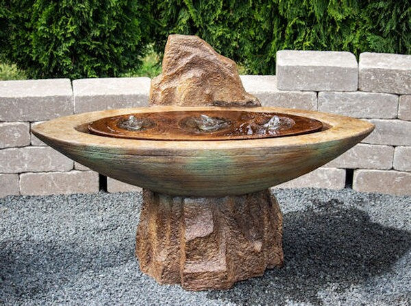 Aura Oval Fountain with Light Modern Rock Design 42" Wide - Image 2