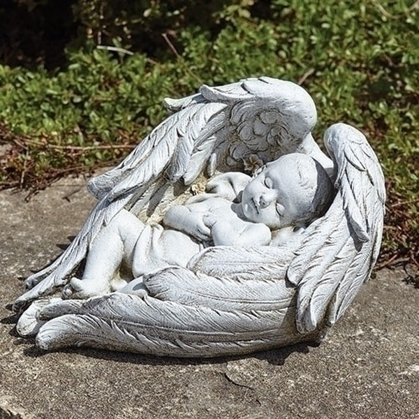 Baby Sleeping in Angel Wings Sculpture