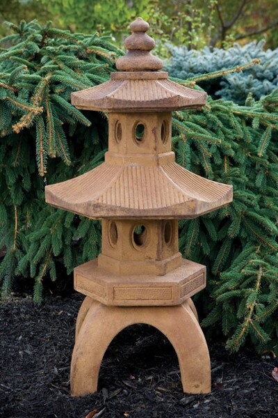 Bamboo Two Tier Pagoda Lantern Temple Sculpture 42" High - Image 3