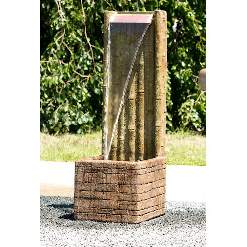 Bamboo Spillway Wall Fountain with Copper Spillway 46" H
