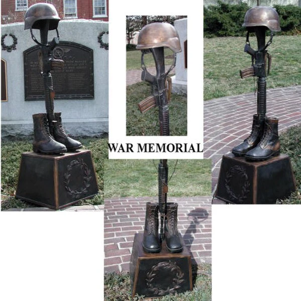 Battle Cross Boots War Memorial Sculpture - Image 2