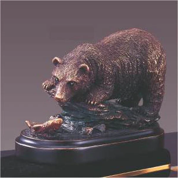 Bear & Fish Statue Sculpture