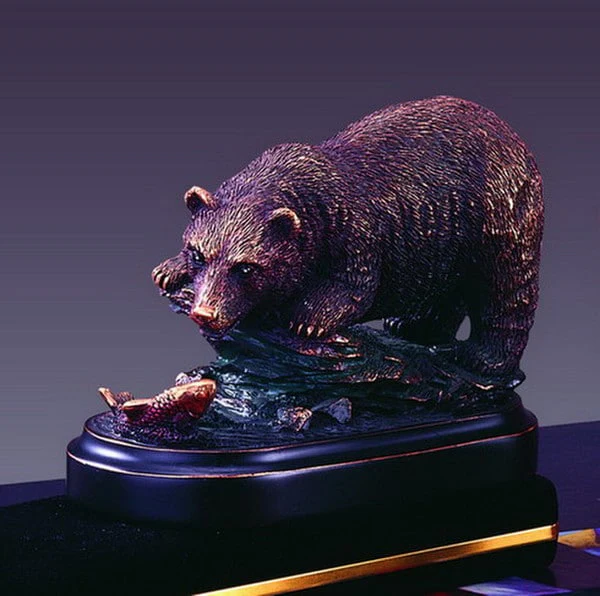 Bear & Fish Statue Sculpture - Image 2