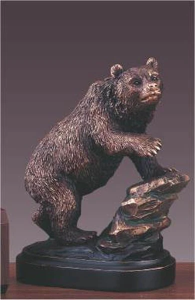 Bear On Rock Statue Sculpture