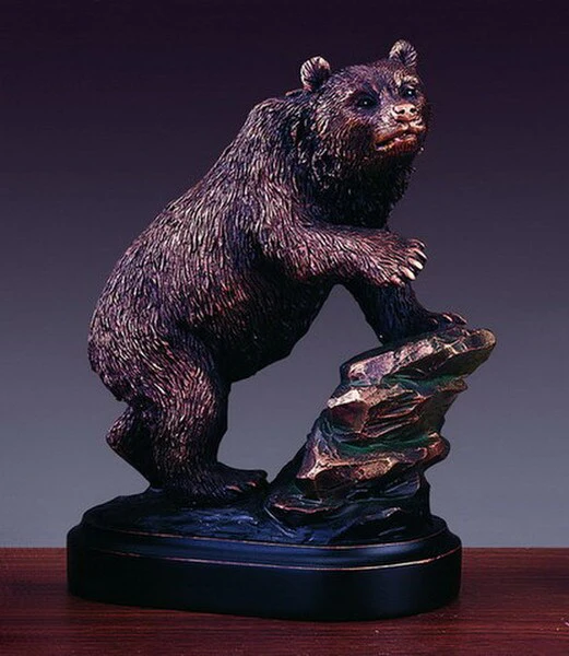 Bear On Rock Statue Sculpture - Image 2