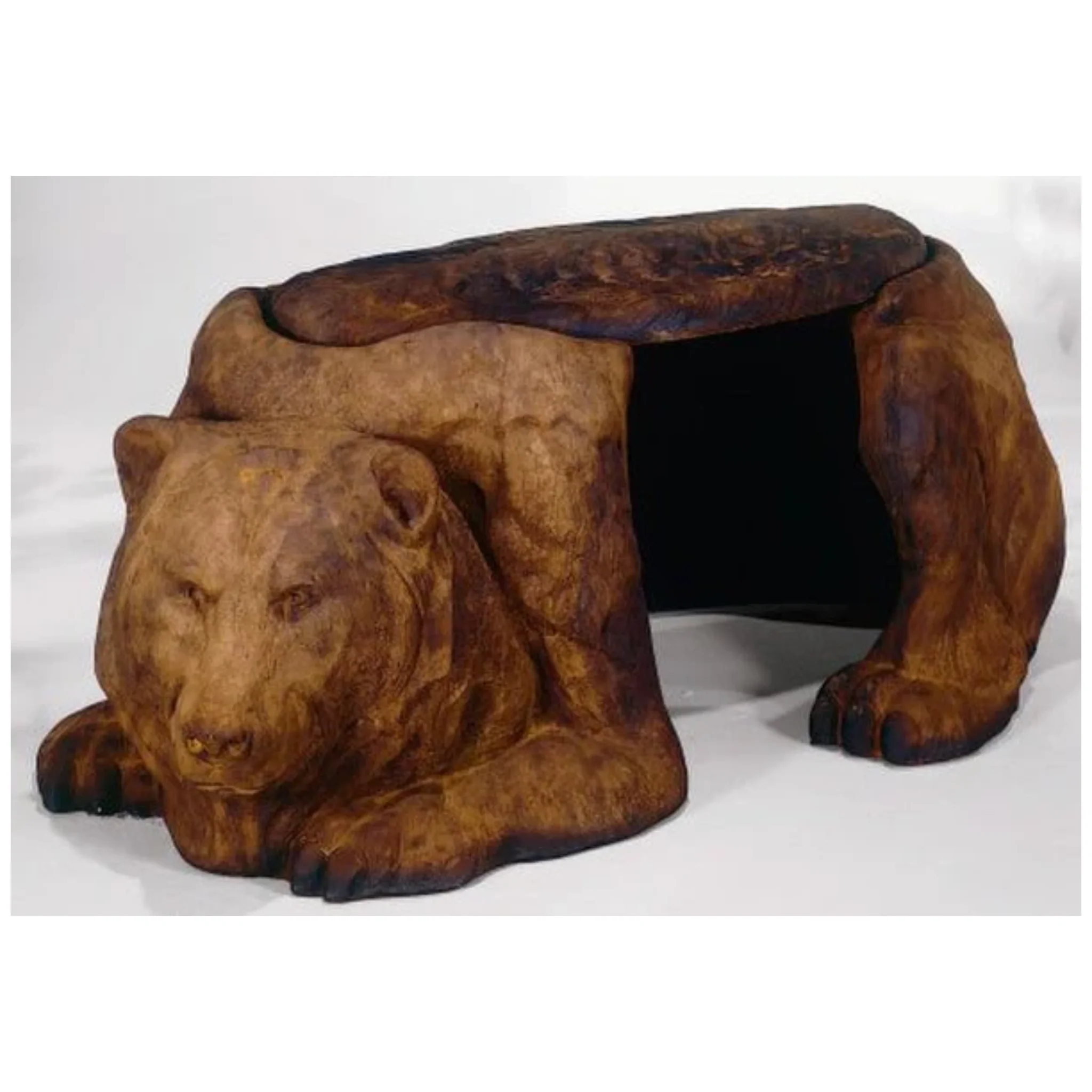 Bear Sculptural Garden Bench Small Cast Stone - Image 2