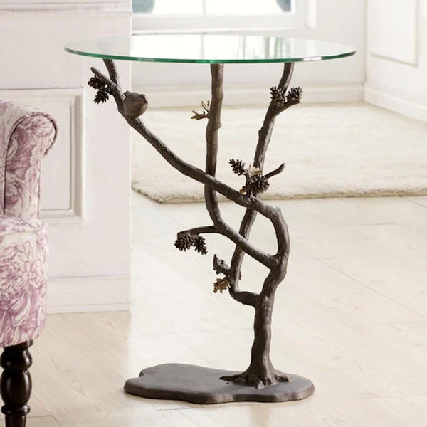 Bird & Pine cone Decorative Sculptural Table