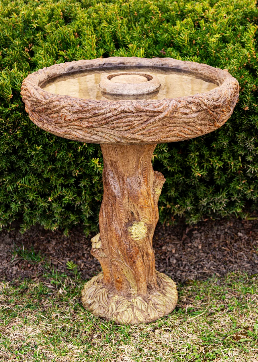 Birds Nest Cast Stone Birdbath 24.5" High
