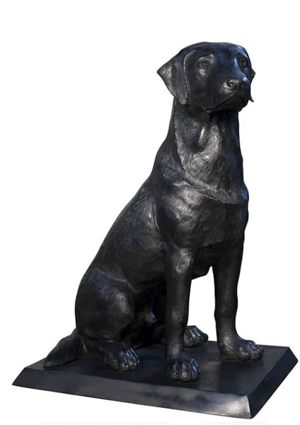 Black Labrador Retriever Bronze Statue with Base - Image 2