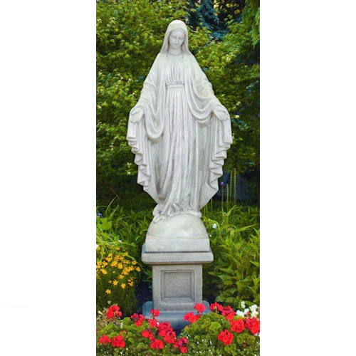 Blessed Mother Mary With Pedestal Garden Sculpture 86.75" High - Image 2