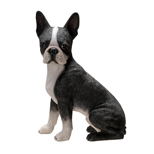 Boston Terrier Dog Statue – Lifelike Canine Sculpture Décor