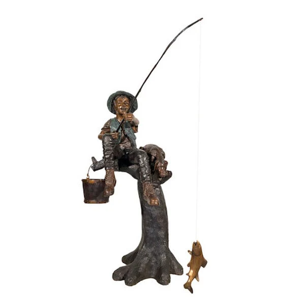 Boy And Dog Fishing On A Tree - Image 3