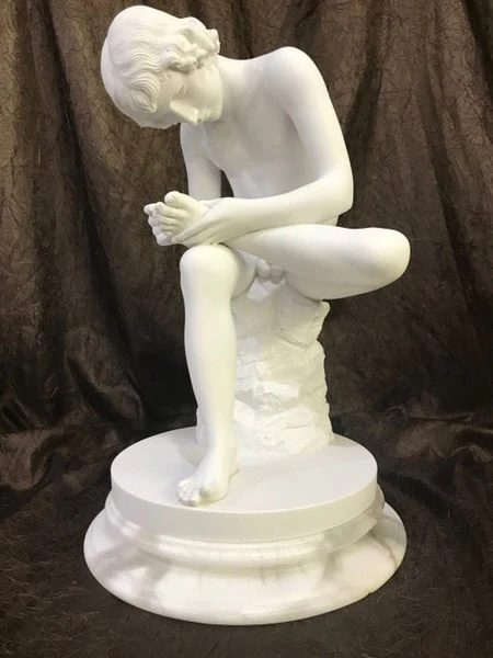 Boy Extracting Thorn Marble Spinario Statue 17.5" H - Image 7
