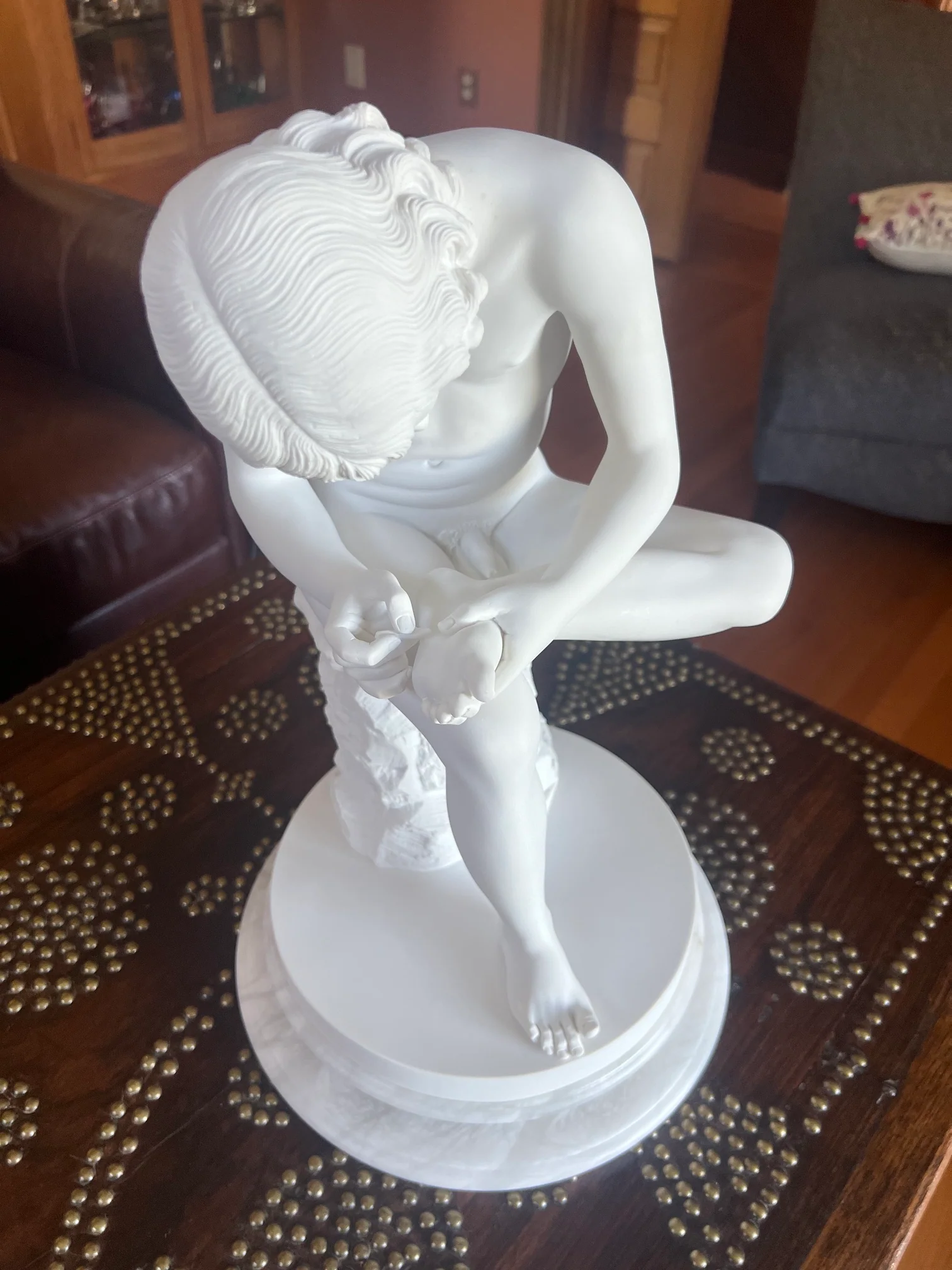 Boy Extracting Thorn Marble Spinario Statue 17.5" H - Image 9