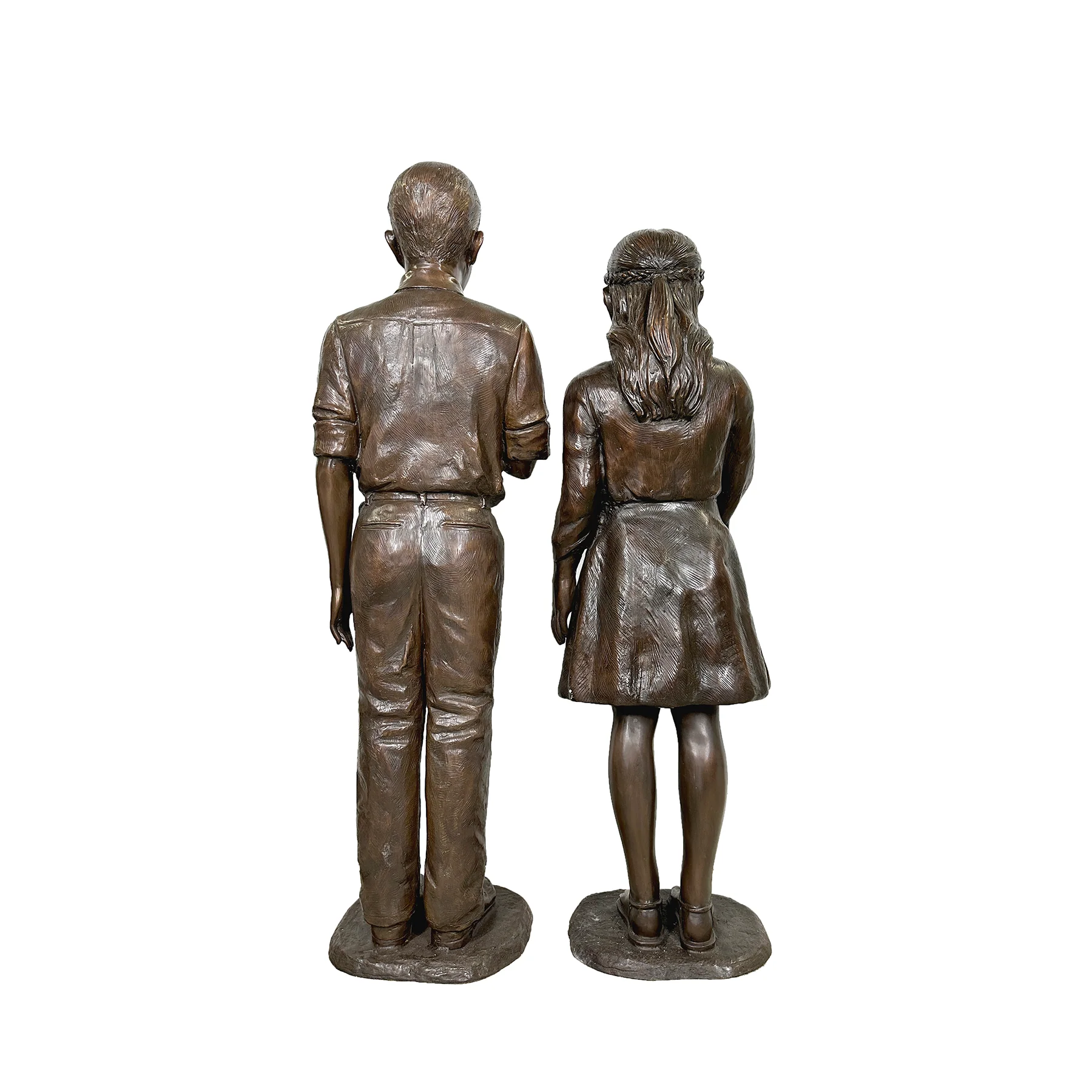 Boy & Girl Pledge of Allegiance Bronze Sculptures - Image 5